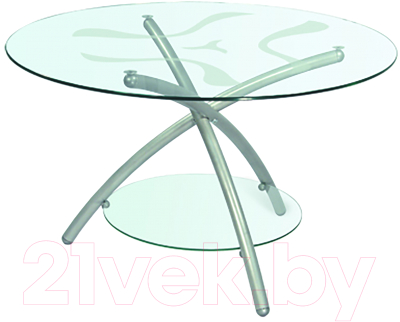 Журнальный столик Мебелик Дуэт 3 (металлик/прозрачный)