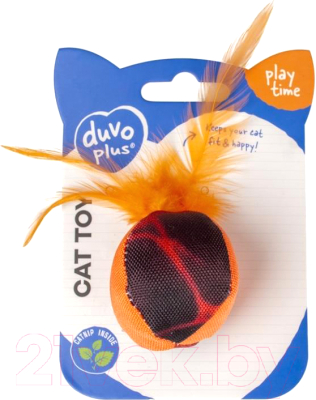 Игрушка для кошек Duvo Plus Мяч с перьями Флэш / 12080/DV (оранжевый)