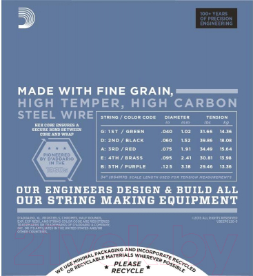 Изображение товара Струны для бас-гитары D'Addario EPS220-5