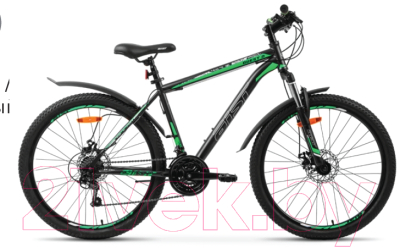 Велосипед AIST Quest Disc 26 2022 (16, серый/зеленый)