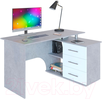 Письменный стол Сокол-Мебель КСТ-09П (бетон/белый)