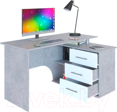 Письменный стол Сокол-Мебель КСТ-09П (бетон/белый)