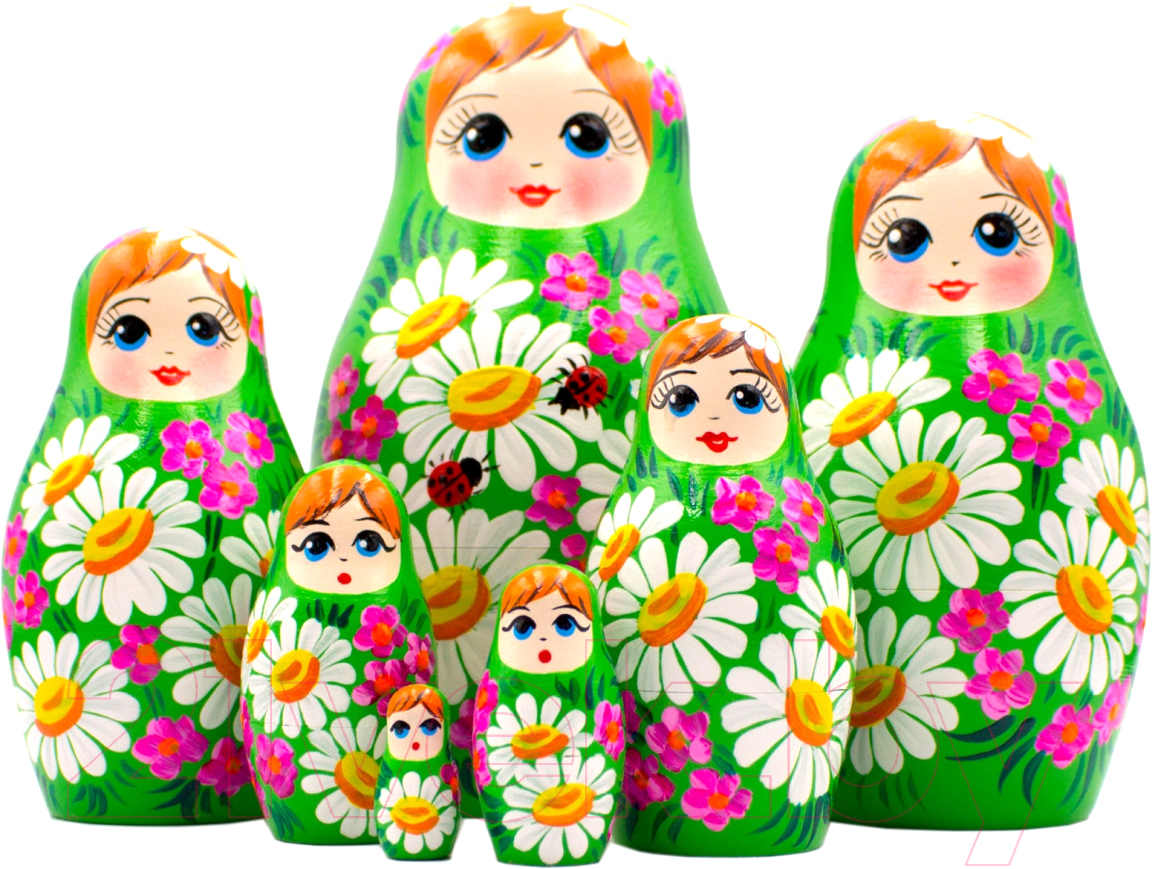 Матрешка сувенирная Брестская Фабрика Сувениров В сарафане с цветами ромашки 7008