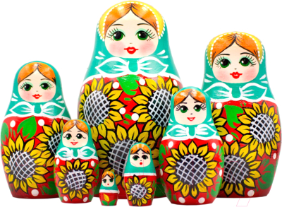 Матрешка сувенирная Брестская Фабрика Сувениров С нарисованными вручную цветами подсолнуха 7020