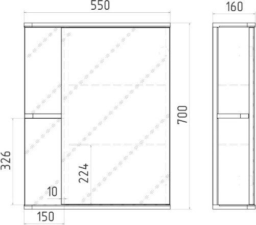 Купить Шкаф с зеркалом для ванной Viant Париж 55 / VPAR55-ZSHR в Витебске