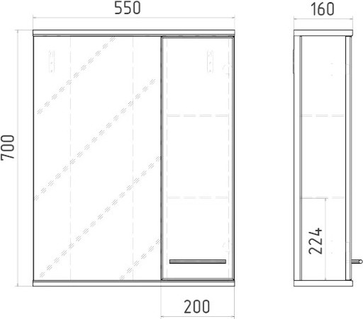 Купить Шкаф с зеркалом для ванной Viant Прага 55 / VPRA55-ZSHR в Гомеле