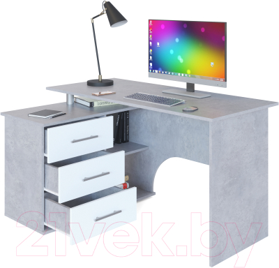 Письменный стол Сокол-Мебель КСТ-09Л (бетон/белый)