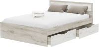 Полуторная кровать Стендмебель Гармония КР-605 140x200 (дуб крафт белый/дуб крафт серый) - 