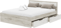 Двуспальная кровать Стендмебель Гармония КР-604 160x200 (дуб крафт белый/дуб крафт серый) - 