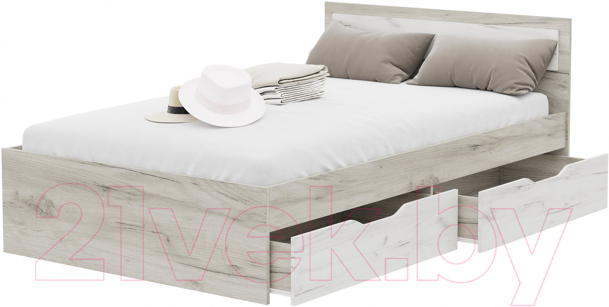 Полуторная кровать Стендмебель Гармония КР-606 120x200 (дуб крафт белый/дуб крафт серый)