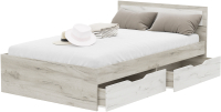 Полуторная кровать Стендмебель Гармония КР-606 120x200 (дуб крафт белый/дуб крафт серый) - 