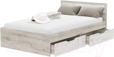 Полуторная кровать Стендмебель Гармония КР-606 120x200 (дуб крафт белый/дуб крафт серый)