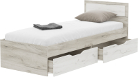 Односпальная кровать Стендмебель Гармония КР-607 80x200 (дуб крафт белый/дуб крафт серый) - 