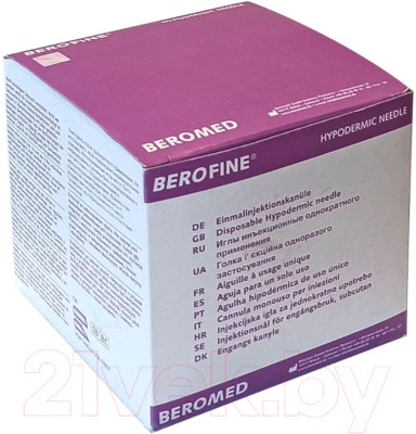 Набор игл для подкожных инъекций Berofine 19G Однократного применения (100шт)