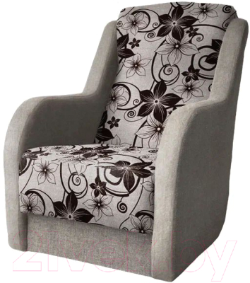 Кресло мягкое Асмана Дачник-1 (рогожка цветок крупный коричневый/рогожка бежевый)