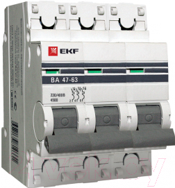 Выключатель автоматический EKF ВА 47-63 3Р 2А (C) PROxima / mcb4763-3-02C-pro
