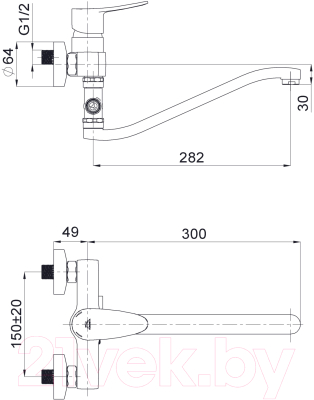 Смеситель Rubineta Static-12/G(N) / A2GA08N