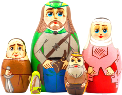 Изображение товара Матрешка сувенирная Брестская Фабрика Сувениров В виде персонажей сказки Робин Гуд 5173