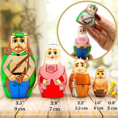 Изображение товара Матрешка сувенирная Брестская Фабрика Сувениров В виде персонажей сказки Робин Гуд 5173