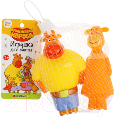 Набор игрушек для ванной Капитошка Оранжевая корова Ма и Па / LX-OR-COW-05