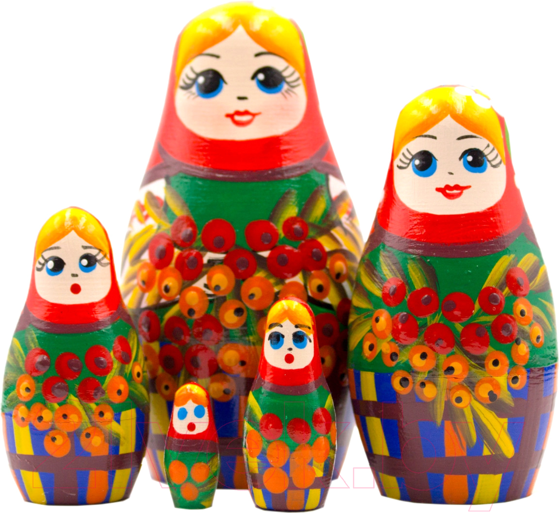 Матрешка сувенирная Брестская Фабрика Сувениров В платье-сарафане с ветками рябины 5040 — фото 1
