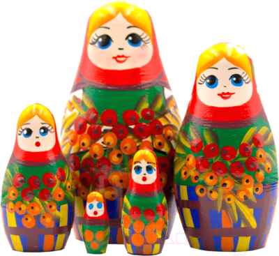 Изображение товара Матрешка сувенирная Брестская Фабрика Сувениров В платье-сарафане с ветками рябины 5040
