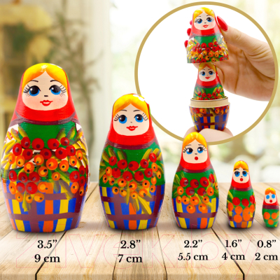 Изображение товара Матрешка сувенирная Брестская Фабрика Сувениров В платье-сарафане с ветками рябины 5040