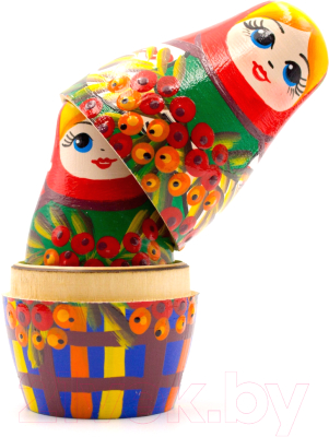 Изображение товара Матрешка сувенирная Брестская Фабрика Сувениров В платье-сарафане с ветками рябины 5040