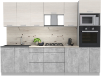 Кухонный гарнитур Интерлиния Мила Лайт 2.8 ВТ (вудлайн кремовый/бетон/бискайская сосна) - 