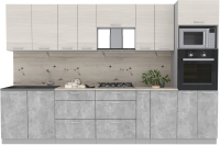 Кухонный гарнитур Интерлиния Мила Лайт 3.2 ВТ (вудлайн кремовый/бетон/бискайская сосна) - 