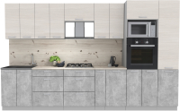 Кухонный гарнитур Интерлиния Мила Лайт 3.4 ВТ (вудлайн кремовый/бетон/бискайская сосна) - 