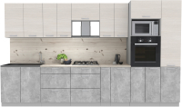 Готовая кухня Интерлиния Мила Лайт 3.6 ВТ (вудлайн кремовый/бетон/бискайская сосна) - 
