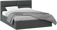 Двуспальная кровать ТриЯ Глосс универсальный тип 1 с ПМ 160x200 (велюр графит) - 