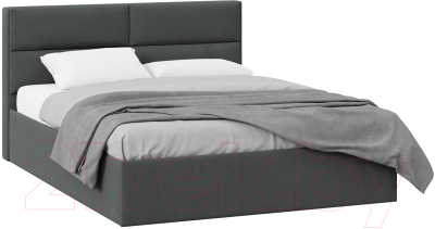 Двуспальная кровать ТриЯ Глосс универсальный тип 1 с ПМ 160x200 (велюр графит)