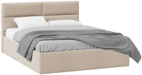 Двуспальная кровать ТриЯ Глосс универсальный тип 1 с ПМ 160x200 (велюр мокко светлый) - 