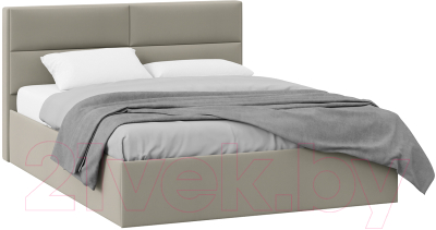 Двуспальная кровать ТриЯ Глосс универсальный тип 1 с ПМ 160x200 (велюр мокко темный)