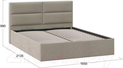 Двуспальная кровать ТриЯ Глосс универсальный тип 1 с ПМ 160x200 (велюр мокко темный)