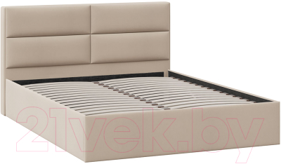 Двуспальная кровать ТриЯ Глосс универсальный тип 1 160x200 (велюр мокко светлый)