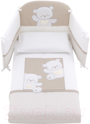 Комплект постельный для малышей Italbaby Jolie / 100.0053-6 (белый/серо-бежевый)
