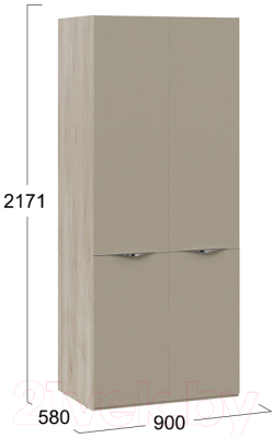 Шкаф ТриЯ Глосс с 2 дверями со стеклом СМ-319.07.211 (баттл рок/стекло мокко матовый)