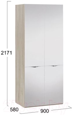 Шкаф ТриЯ Глосс с 2 зеркальными дверями СМ-308.07.212 (баттл рок)