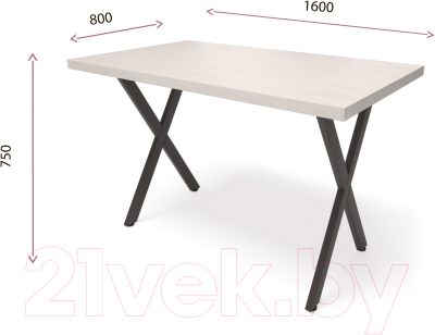 Обеденный стол Millwood Лофт Хьюстон Л 160x80x75 (бетон миллениум/металл черный)