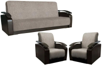 Комплект мягкой мебели Асмана Антуан (рогожка беж/кожзам коричневый) - 