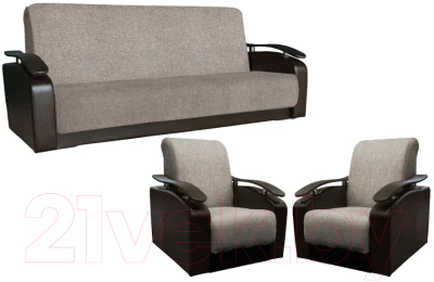 Комплект мягкой мебели Асмана Антуан (рогожка беж/кожзам коричневый)