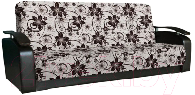 Комплект мягкой мебели Асмана Антуан (рогожка цветок крупный коричневый/кожзам коричневый)