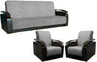 Комплект мягкой мебели Асмана Антуан (рогожка серая/кожзам черный) - 