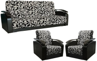 Комплект мягкой мебели Асмана Антуан (рогожка завиток черный/кожзам черный) - 