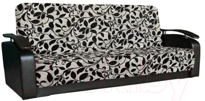 Комплект мягкой мебели Асмана Антуан (рогожка листок черный/кожзам черный)