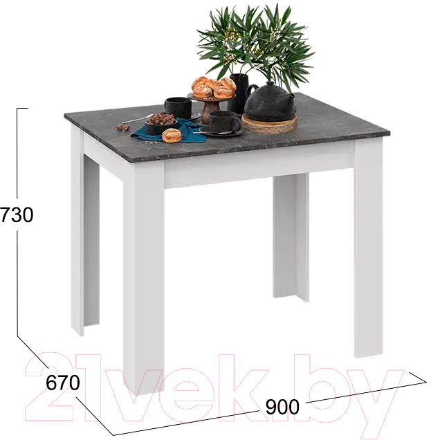 Обеденный стол ТриЯ Промо тип 1 (белый/ателье темный)