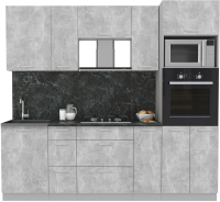 Кухонный гарнитур Интерлиния Мила Лайт 2.3 ВТ (бетон/бетон/кастилло темный) - 